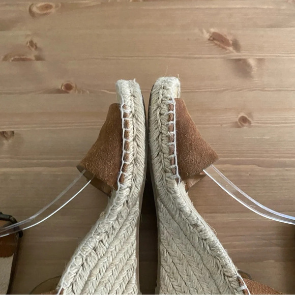 J Crew Brown Suede Corsica Espadrille Wedge Sandals Size 9 - 3.75" Heel Dark Tan - Picture 8 of 16